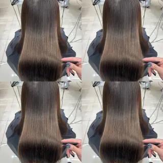 セミロング カラー 髪質改善× ハイライト溝江のヘアスタイル