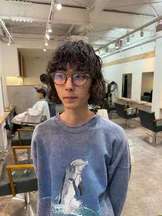 ショート パーマ メンズ パーマ/透明感カラー /ボブ/吉田一生のヘアスタイル