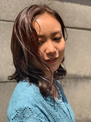 セミロング カラー 藤田 衣子のヘアスタイル