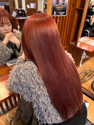 セミロング カラー ルーツ/ デザイン/ ハイトーン/おこのぎのヘアスタイル