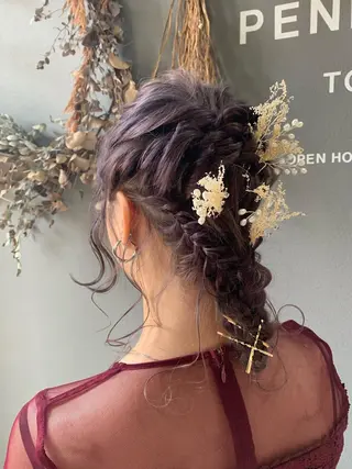 カラー ヘアアレンジ 髪質改善ストレート/ ブリーチ／渋谷　福田のヘアスタイル