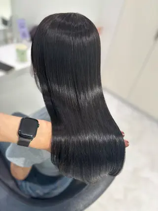 ロング カラー ブリーチなし透明感 ×縮毛矯正🤍ユウのヘアスタイル