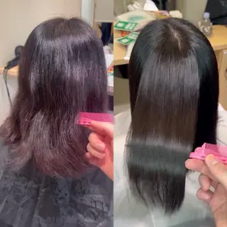 セミロング パーマ let's所属・金山/自然な縮毛矯正 藤井雄太のヘアスタイル