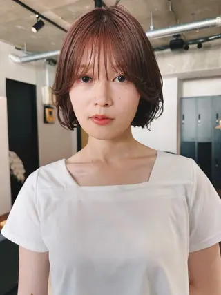 ショート カラー パーマ 🫧小顔×似合わせ× 透明感カラー🫧のヘアスタイル