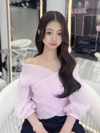 ロング カラー 新宿/韓国ヘア 中明度カラー/かやのヘアスタイル