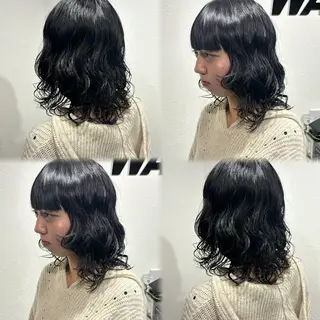 ミディアム パーマ 髪質改善ストレート /暖色カラー🎀🪞のヘアスタイル