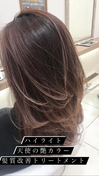 セミロング カラー 艶質改善/縮毛矯正 ササキナツミのヘアスタイル