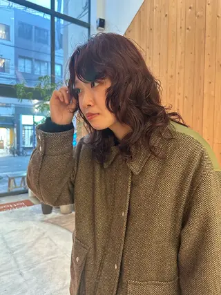 ミディアム カラー パーマ 中野 ちよのヘアスタイル