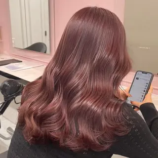 ロング カラー メンズ 💗愛され暖色💗 ピンク/レッド💗のヘアスタイル