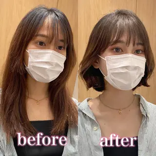 ミディアム カラー パーマ 小野寺瑞希 /最小顔カットのヘアスタイル