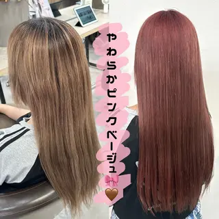 ロング ピンク・ラベンダー 艶カラー🍁かえでのヘアスタイル