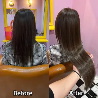 ロング シール＋ちび編み込み エクステ梅田🐨のヘアスタイル