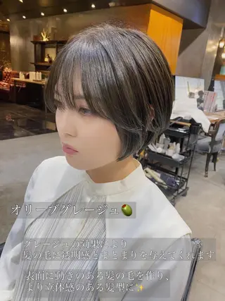 ショート カラー Ms.CHARM所属・透明感カラー🌿 グレージュ🐺陽介のヘアスタイル