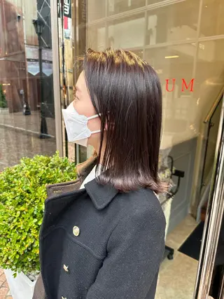 ミディアム カラー レイヤー/グレージュ メンズパーマのヘアスタイル