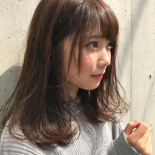 セミロング カラー 韓国レイヤーカット ◻️ベージュカラーのヘアスタイル