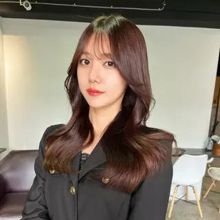 セミロング カラー 韓国ヘア/ベージュ カラー🤍yukaのヘアスタイル