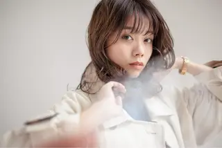 ミディアム パーマ 似合わせカット 田島智美のヘアスタイル