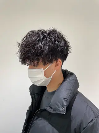 ショート パーマ 【シャドウパーマ センターパート】義心のヘアスタイル