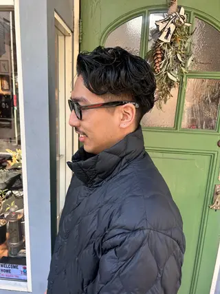 ショート パーマ メンズ 清水千優/パーマ/透 明感カラー/メンズのヘアスタイル