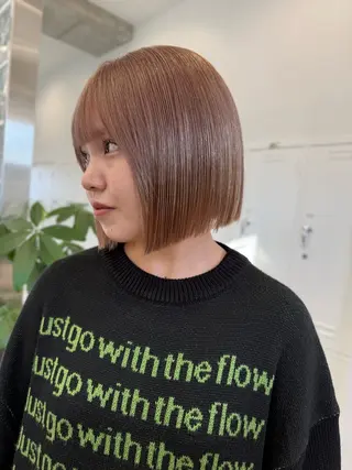 ミディアム cinq   PROJECT所属・ミルクティーベージュ /ボブ/あげは🎀のヘアスタイル