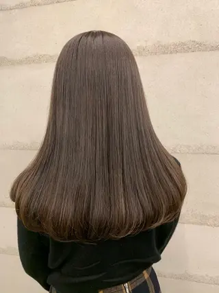 セミロング カラー 透明感/オリーブ/ グレージュ/YUKAのヘアスタイル