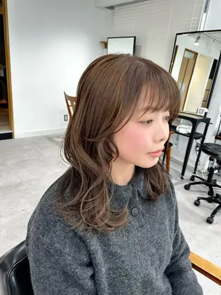 セミロング カラー パーマ ヘアアレンジ メンズ キッズ レイヤーカット 🌿透け感カラーのヘアスタイル