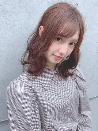 ミディアム カラー パーマ ヘアアレンジ 【公式】amble luxe池袋東口🩷のヘアスタイル