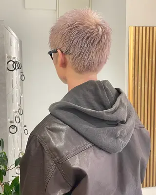 ショート メンズ デザインパーマ/ 艶カラー/ボブのヘアスタイル