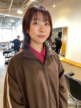 ミディアム カラー パーマ レイヤー／似合わせ TAKUYAのヘアスタイル