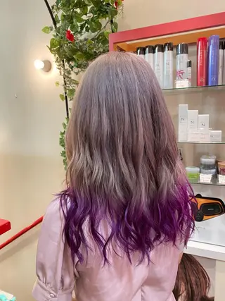 セミロング ゆぴ☾‪/推しカラー /ハイトーンのヘアスタイル