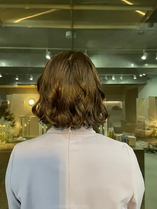 ミディアム カラー パーマ 表参道/髪質改善・ 透明感 colorのヘアスタイル