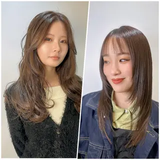 セミロング パーマ 髪質改善/縮毛矯正 /ブリーチ矯正/岡部のヘアスタイル