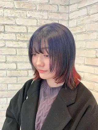 ミディアム カラー ハイトーンカラー シールエクステのヘアスタイル