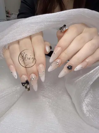 ロング 波 なみのネイルデザイン