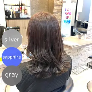 ミディアム カラー 透明感カラー/ くびれヘア/館岡俊平のヘアスタイル