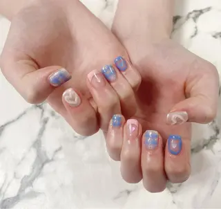ロング カラー ネイル Q Free nailsのネイルデザイン