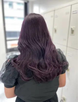 ロング 韓国ヘア/ブリーチ無 しWカラー/オリーブのヘアスタイル