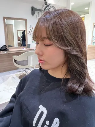 セミロング カラー 顔周り/韓国レイヤー junkaのヘアスタイル