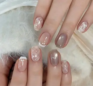 ネイル Kaka_ パラジェル、長さだしのネイルデザイン