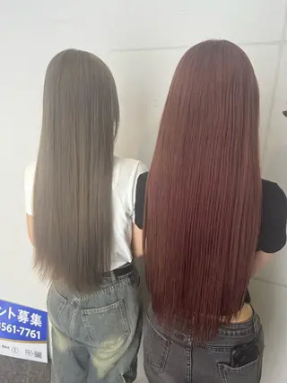 ロング カラー 【ﾐﾆﾓSALE】透 ける艶髪♡ストレートのヘアスタイル