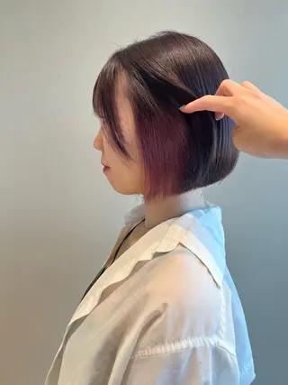 ミディアム カラー 堀結香/顔まわり レイヤー/蒲生四丁目のヘアスタイル