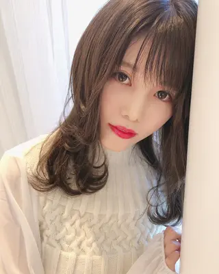 ミディアム パーマ 店長/mao/ 前髪/顔周りカットのヘアスタイル