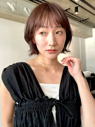 ショート カラー パーマ 🫧小顔×似合わせ× 透明感カラー🫧のヘアスタイル