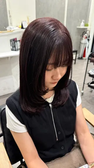 ミディアム カラー 艶髪レイヤー上田 紗也🇰🇷💗のヘアスタイル