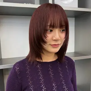 セミロング カラー 🍒暖色✖️レイヤー ／Haruna🍒のヘアスタイル