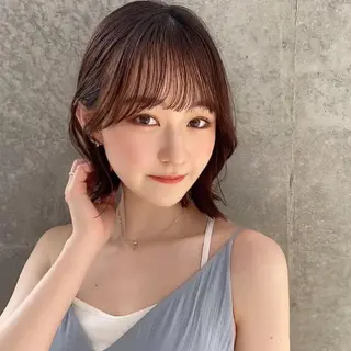 ミディアム カラー パーマ ヘアアレンジ 小野寺瑞希 /最小顔カットのヘアスタイル