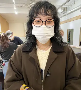 ミディアム パーマ 森貴裕/ベージュ/ パーマ/オリーブのヘアスタイル