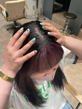 ロング ネイル ハイトーン🦄ネイル 💞のぶちのネイルデザイン