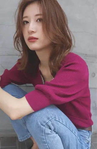 ミディアム カラー 萌花　moeka /韓国/レイヤーのヘアスタイル