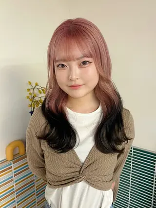 セミロング カラー ヘアアレンジ ハイトーンカラー /梅田/みほのヘアスタイル